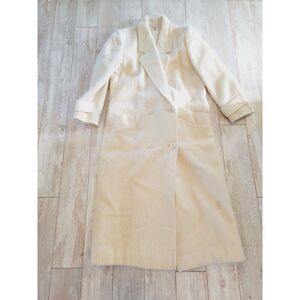 Talbots L Vintage Coat 12-14 Cream‎ Wool Lined Long Union Label Needs Cleaning